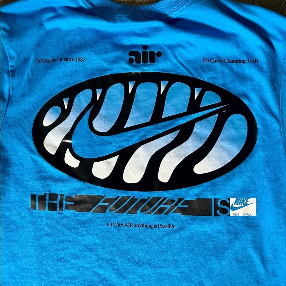 Nike Air Max “The Future is Air” Graphic Tee Blue Small EUC - Picture 2 of 5